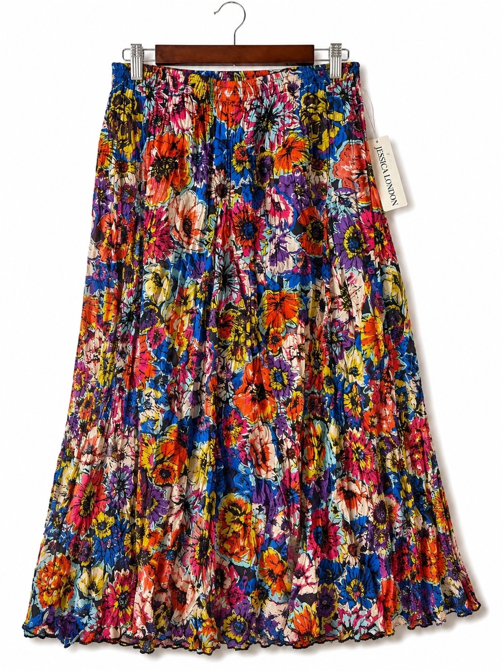 Jessica London Floral Cotton Maxi Skirt Size 26 Boho Cottagecore 95% cotton